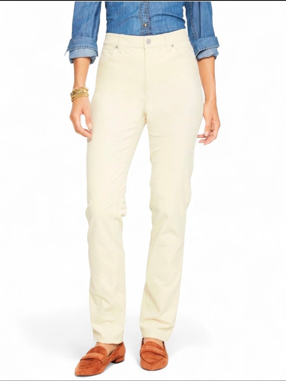 Talbots NWOT Ivory Straight Leg Stretch Corduroy Pants, Size 10